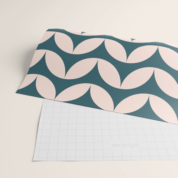 Geometric Leaf Shapes in Teal and Blush Wrapping Paper Gallery Image 2