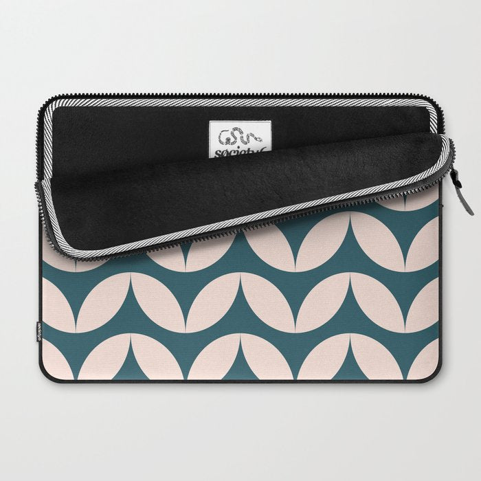 Geometric Leaf Shapes in Teal and Blush Laptop Sleeve Gallery Image 2