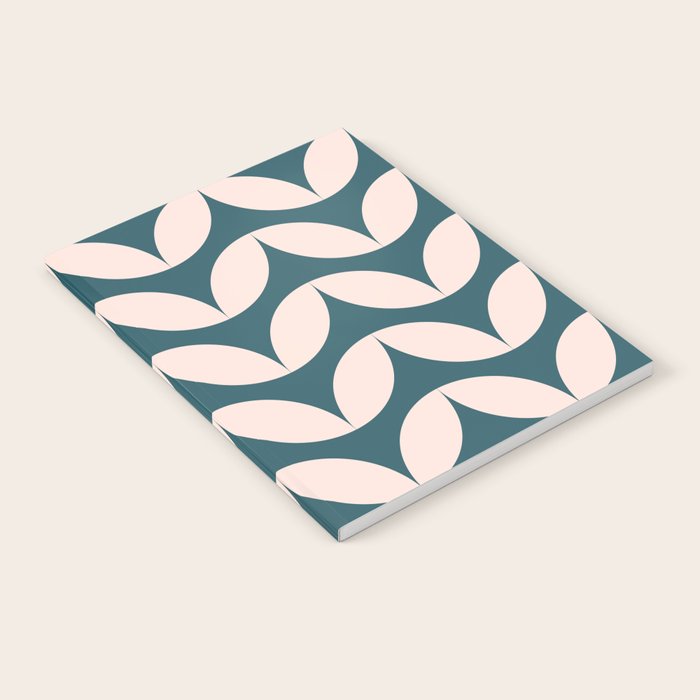 Geometric Leaf Shapes in Teal and Blush Notebook Gallery Image 2