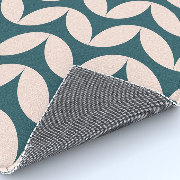 Geometric Leaf Shapes in Teal and Blush Rug Gallery Image 4