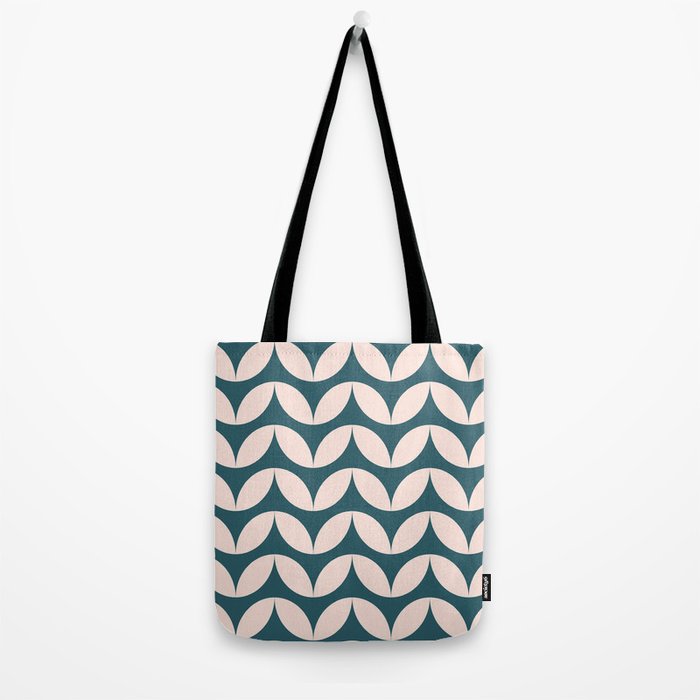 Geometric Leaf Shapes in Teal and Blush Tote Bag Gallery Image 2