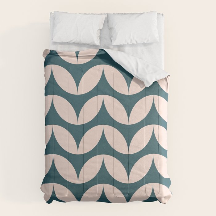 Geometric Leaf Shapes in Teal and Blush Comforter Gallery Image 1