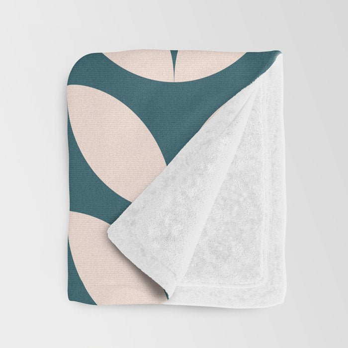 Geometric Leaf Shapes in Teal and Blush Throw Blanket Gallery Image 3