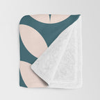 Geometric Leaf Shapes in Teal and Blush Throw Blanket Gallery Image 3