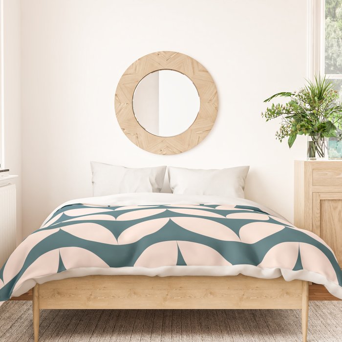 Geometric Leaf Shapes in Teal and Blush Duvet Cover Gallery Image 3