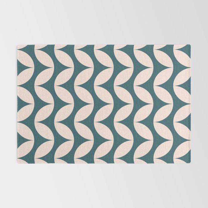 Geometric Leaf Shapes in Teal and Blush Rug Gallery Image 2