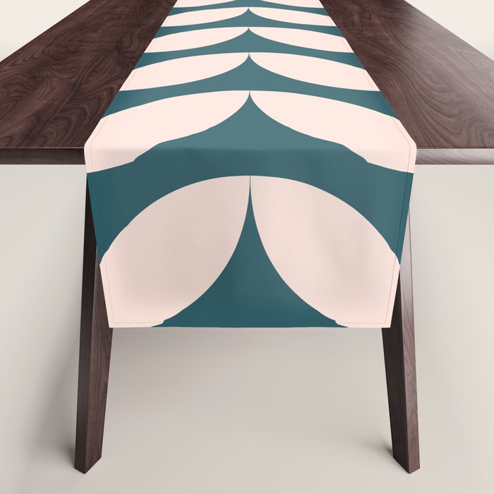 Geometric Leaf Shapes in Teal and Blush Table Runner Gallery Image 1