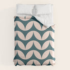 Geometric Leaf Shapes in Teal and Blush Duvet Cover Gallery Image 6
