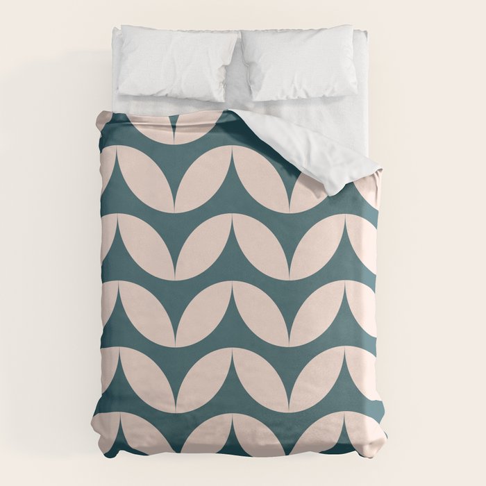 Geometric Leaf Shapes in Teal and Blush Duvet Cover Gallery Image 6