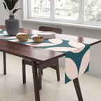 Geometric Leaf Shapes in Teal and Blush Table Runner Gallery Image 2