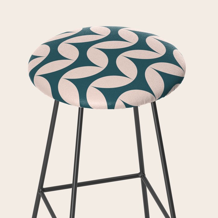 Geometric Leaf Shapes in Teal and Blush Stool Gallery Image 2
