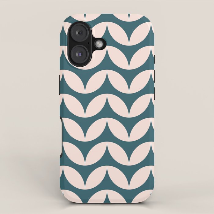 Geometric Leaf Shapes in Teal and Blush iPhone Case Gallery Image 1