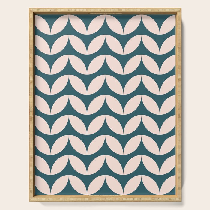 Geometric Leaf Shapes in Teal and Blush Serving Tray Gallery Image 1