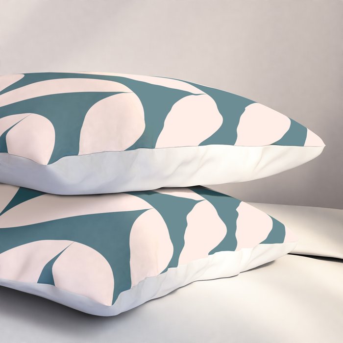 Geometric Leaf Shapes in Teal and Blush Pillow Sham Gallery Image 3