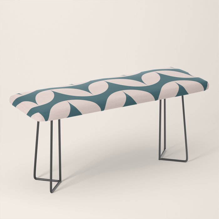Geometric Leaf Shapes in Teal and Blush Bench Gallery Image 1