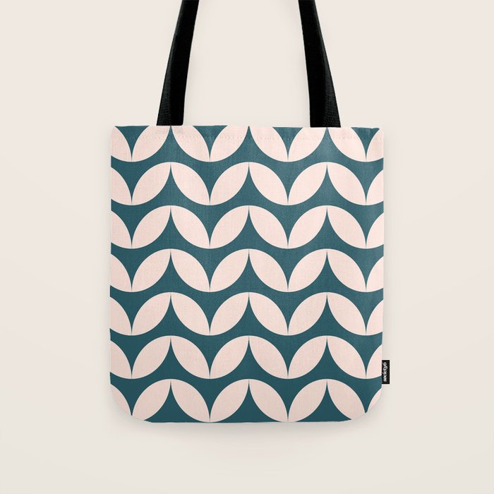 Geometric Leaf Shapes in Teal and Blush Tote Bag Gallery Image 1