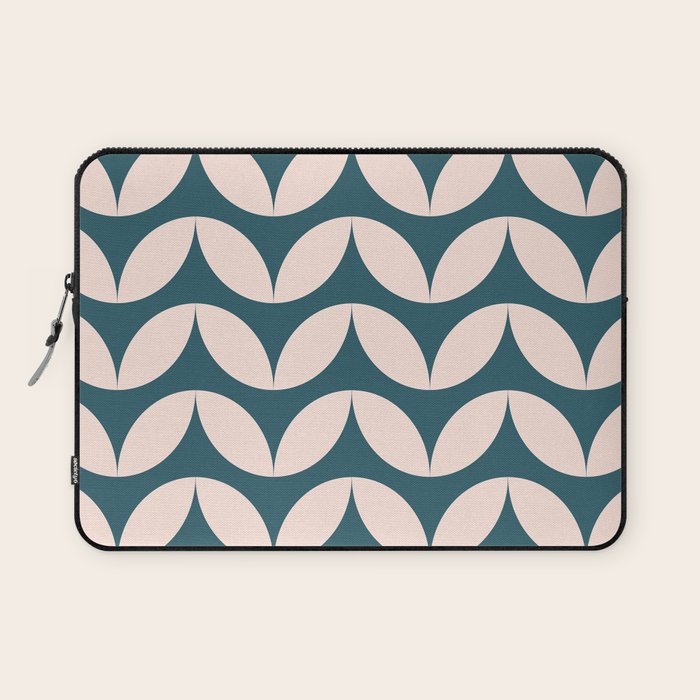 Geometric Leaf Shapes in Teal and Blush Laptop Sleeve Gallery Image 1