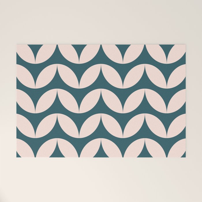 Geometric Leaf Shapes in Teal and Blush Welcome Mat Gallery Image 1
