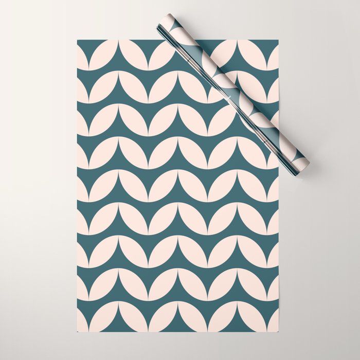 Geometric Leaf Shapes in Teal and Blush Wrapping Paper Gallery Image 1