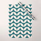 Geometric Leaf Shapes in Teal and Blush Wrapping Paper Gallery Image 1
