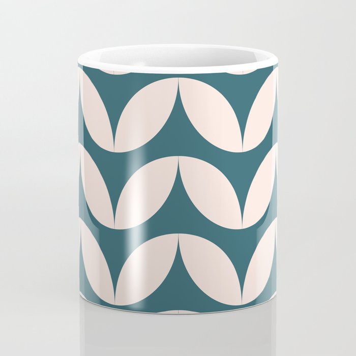 Geometric Leaf Shapes in Teal and Blush Coffee Mug Gallery Image 4