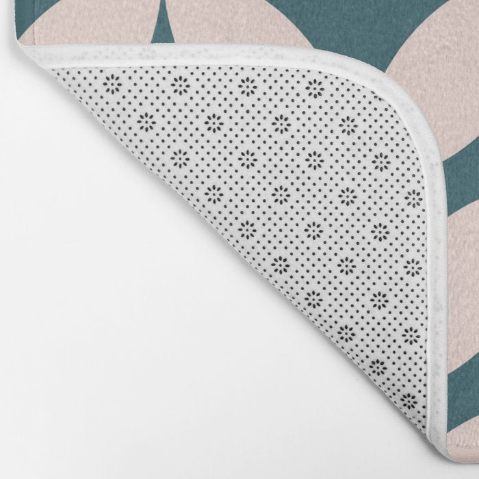 Geometric Leaf Shapes in Teal and Blush Bath Mat Gallery Image 2