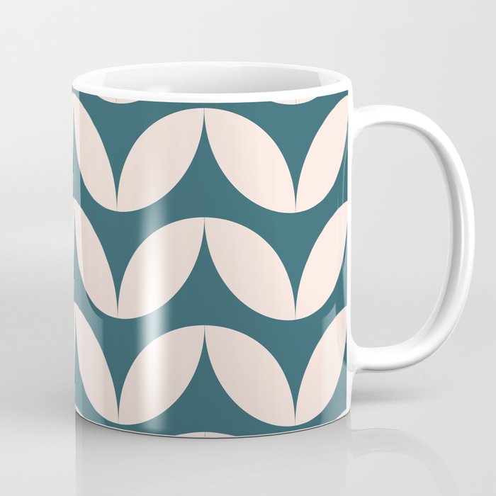 Geometric Leaf Shapes in Teal and Blush Coffee Mug Gallery Image 1