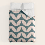 Geometric Leaf Shapes in Teal and Blush Comforter Gallery Image 6