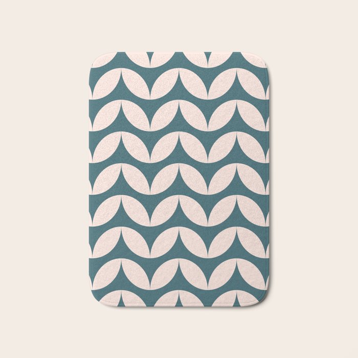 Geometric Leaf Shapes in Teal and Blush Bath Mat Gallery Image 1