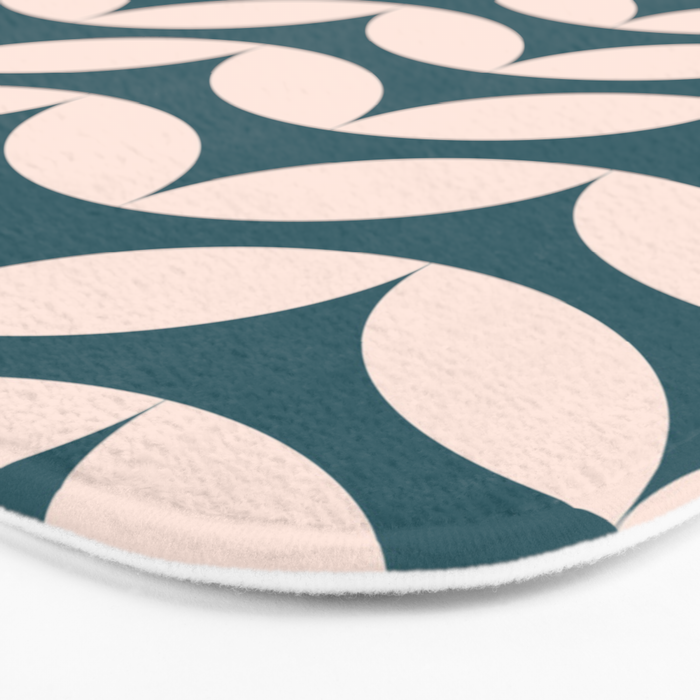 Geometric Leaf Shapes in Teal and Blush Bath Mat Gallery Image 3