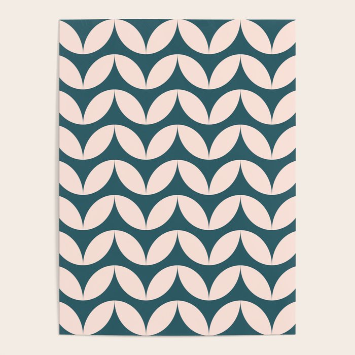 Geometric Leaf Shapes in Teal and Blush Poster Gallery Image 4