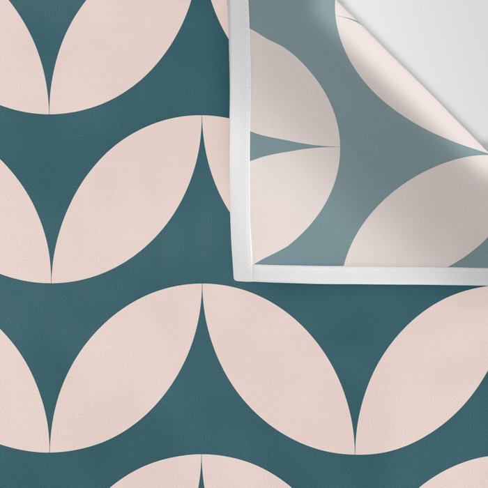 Geometric Leaf Shapes in Teal and Blush Wall Tapestry Gallery Image 3