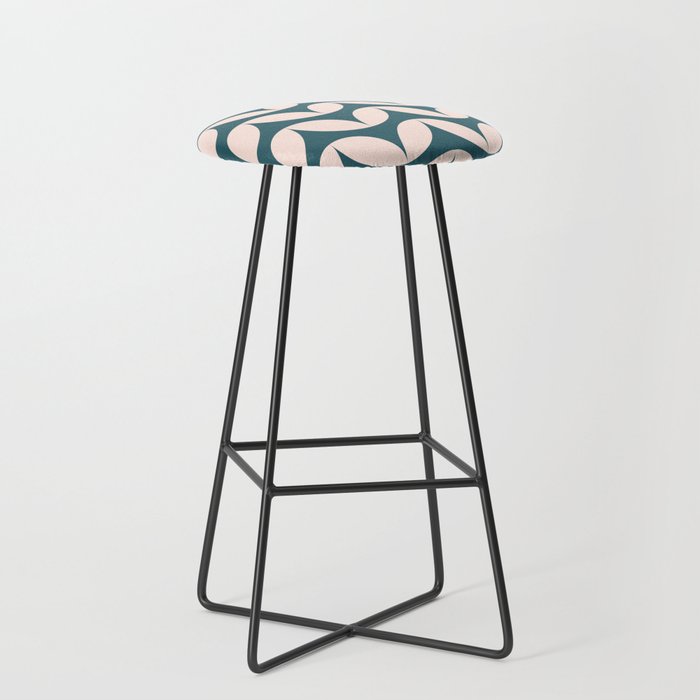 Geometric Leaf Shapes in Teal and Blush Stool Gallery Image 1