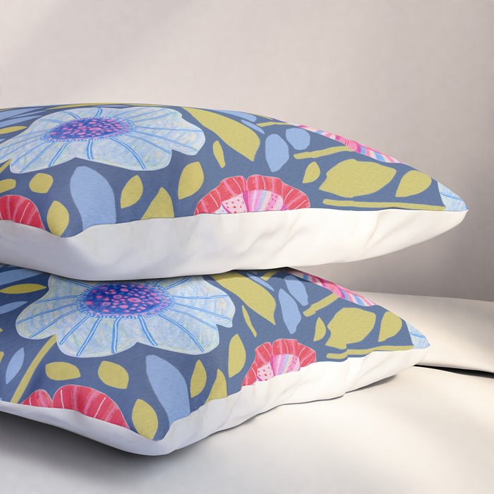 Folk Floral Blossoms in Eggplant Purple Pillow Sham Gallery Image 3