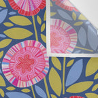 Folk Floral Blossoms in Eggplant Purple Wall Tapestry Gallery Image 3