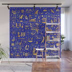 Ancient Egyptian hieroglyphs -Lapis Lazuli and Gold Wall Mural Gallery Image 1