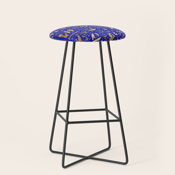 Ancient Egyptian hieroglyphs -Lapis Lazuli and Gold Stool Gallery Image 1