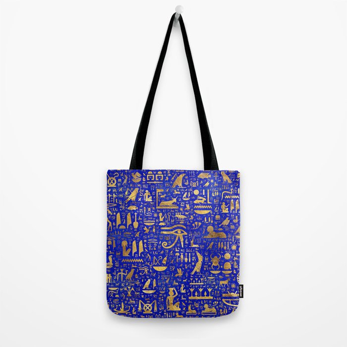 Ancient Egyptian hieroglyphs -Lapis Lazuli and Gold Tote Bag Gallery Image 2