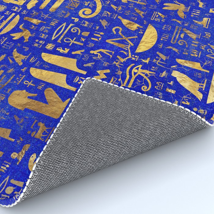 Ancient Egyptian hieroglyphs -Lapis Lazuli and Gold Rug Gallery Image 4