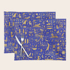 Ancient Egyptian hieroglyphs -Lapis Lazuli and Gold Placemat Gallery Image 1