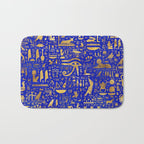 Ancient Egyptian hieroglyphs -Lapis Lazuli and Gold Bath Mat Gallery Image 1