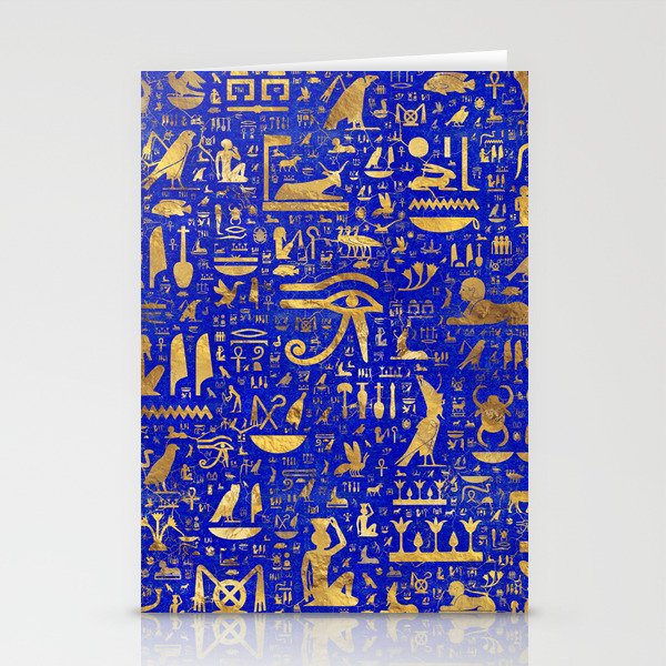 Ancient Egyptian hieroglyphs -Lapis Lazuli and Gold Stationery Card Gallery Image 2