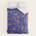 Ancient Egyptian hieroglyphs -Lapis Lazuli and Gold Comforter Gallery Image 6