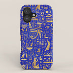 Ancient Egyptian hieroglyphs -Lapis Lazuli and Gold iPhone Case Gallery Image 1