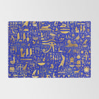Ancient Egyptian hieroglyphs -Lapis Lazuli and Gold Rug Gallery Image 2