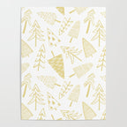 Goldd christmas pine tree doodle pattern Poster Gallery Image 4