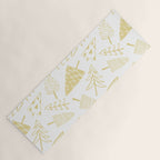 Goldd christmas pine tree doodle pattern Yoga Mat Gallery Image 1