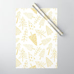Goldd christmas pine tree doodle pattern Wrapping Paper Gallery Image 1