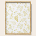 Goldd christmas pine tree doodle pattern Serving Tray Gallery Image 1