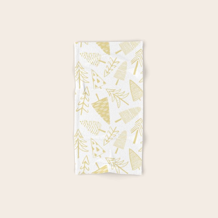 Goldd christmas pine tree doodle pattern Bath Towel Gallery Image 1